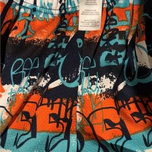 Vibrant Abstract Print Skirt - Orange & Teal